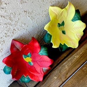 Party-Lite Set of 2 Poinsettia Candle Holders